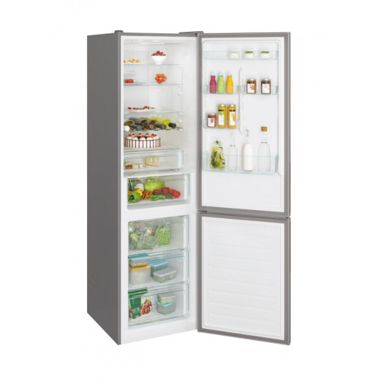 Candy | Refrigerator | CCE7T620EX | Energy efficiency class E | Free standing | Combi | Height 200 cm | No Frost system | Fridge net capacity 258 L | Freezer net capacity 119 L | Display | 37 dB | Silver