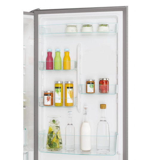 Candy | Refrigerator | CCE7T620EX | Energy efficiency class E | Free standing | Combi | Height 200 cm | No Frost system | Fridge net capacity 258 L | Freezer net capacity 119 L | Display | 37 dB | Silver