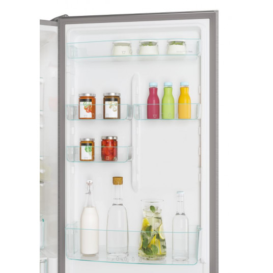 Candy | Refrigerator | CCE7T620EX | Energy efficiency class E | Free standing | Combi | Height 200 cm | No Frost system | Fridge net capacity 258 L | Freezer net capacity 119 L | Display | 37 dB | Silver