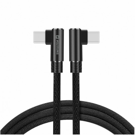 Swissten L Type Textile Universal Quick Charge 3.1 USB-C to USB-C Data and Charging Cable 1.2m Black