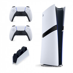 Spēļu konsole Sony Playstation 5 Pro (PS5 PRO) 2TB White + papildus pults Sony DualSense PS5 + Uzlādes stacija Sony DualSense PS5