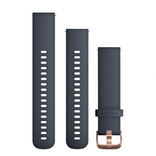 Quick Release Bands (20 mm), Granite blue, rose gold hardware