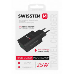 Swissten Premium 25W Travel Charger USB-C PD 3.0 Black