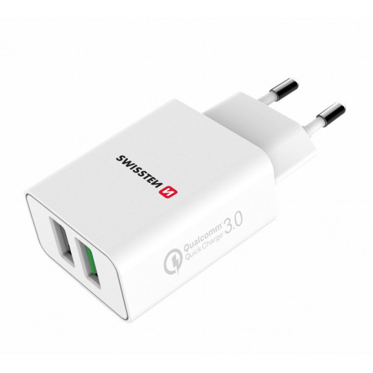 Swissten Premium Travel Charger 2x USB / QC3.0 23W White