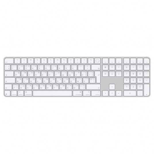Tastatūra Magic Keyboard with Touch ID and Numeric Keypad for Mac models with Apple silicon Ukrainian White Keys MXK73UA/A