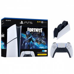 Spēļu konsole Sony Playstation 5 Slim Digital Edition (PS5) 1TB White Fortnite Cobalt Star + papildus pults Sony DualSense PS5 + Uzlādes stacija Sony DualSense PS5