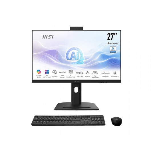 MSI AIO Modern AM273QP AI 1UM-078EU Intel Core 5 Processor 125H 27" IPS LED FHD Non-Touch Anti-Glare 16GB SSD1TB M.2 AX211 WiFi 6E Windows 11 Pro Black