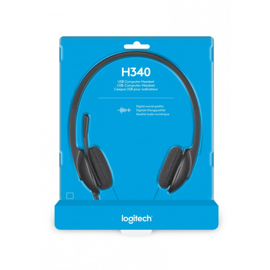 Logitech H340 USB datora austiņas brīvroku austiņas ar vadu un galvas lentu Birojs/zvana centrs USB A tipa melns