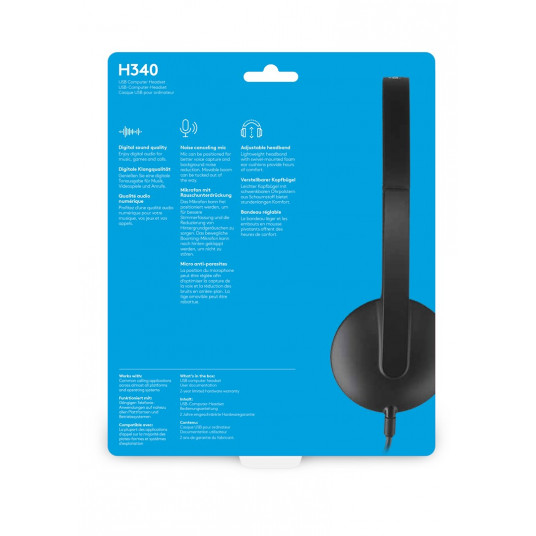 Logitech H340 USB datora austiņas brīvroku austiņas ar vadu un galvas lentu Birojs/zvana centrs USB A tipa melns