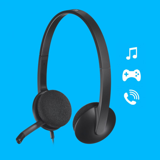 Logitech H340 USB datora austiņas brīvroku austiņas ar vadu un galvas lentu Birojs/zvana centrs USB A tipa melns