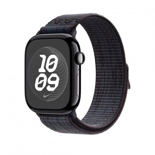 Apple Watch 46 mm musta/sininen Nike Sport Loop -ranneke (MYJD3)