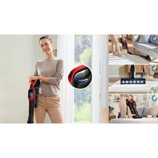 Bosch BCS1041PET putekļu sūcējs / elektriskā slota Putekļu sūcējs slota Akumulatora sausais HEPA bez maisa 0,4 L 23,5 W Melns, sarkans 4 Ah