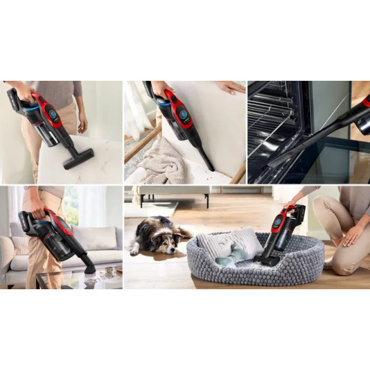Bosch BCS1041PET putekļu sūcējs / elektriskā slota Putekļu sūcējs slota Akumulatora sausais HEPA bez maisa 0,4 L 23,5 W Melns, sarkans 4 Ah