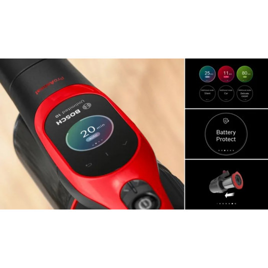 Bosch BCS1041PET putekļu sūcējs / elektriskā slota Putekļu sūcējs slota Akumulatora sausais HEPA bez maisa 0,4 L 23,5 W Melns, sarkans 4 Ah