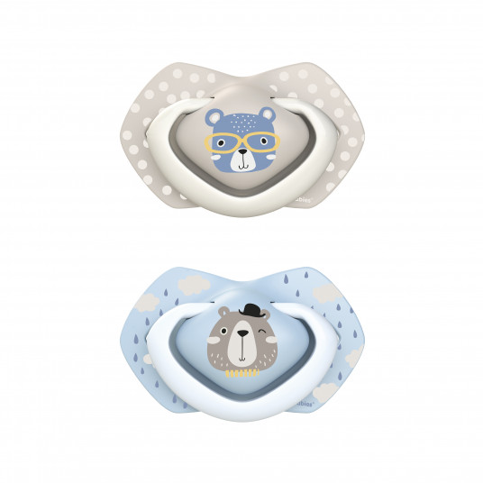 CANPOL BABIES silikona māneklītis, simetrisks BONJOUR PARIS, 6-18m, 2 gab, 22/648_blu