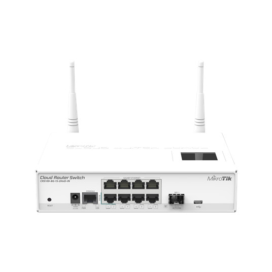 Bezvadu tīkla iekārta MikroTik CRS109-8G-1S-IN-2HnD L5 8xGig LAN 1xSFP 802.11b / g / n-IN 802.3af PoE / at