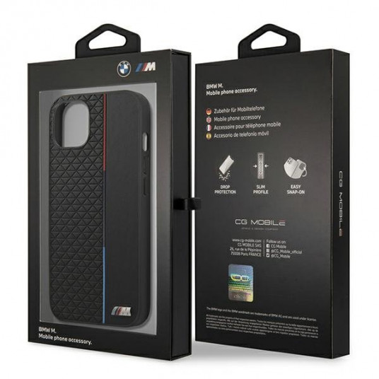 BMW M Collection BMHCP13STRTBK Leather Back Case For Apple iPhone 13 Mini Black