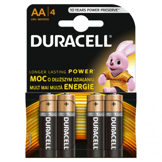 Baterijas DURACELL AA, LR06, 4vnt