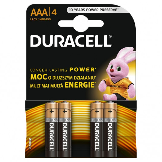 Baterijas DURACELL AAA, LR03, 4vnt