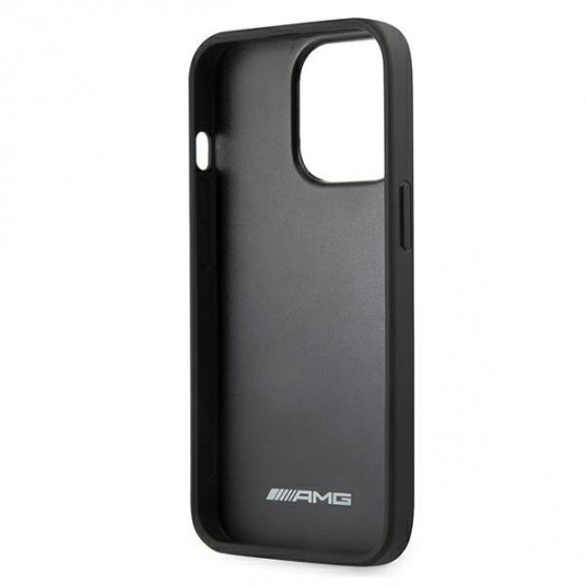 AMG AMHCP13XGSEBK Leather Debossed Lines Back Case For Apple iPhone 13 Pro Max Black