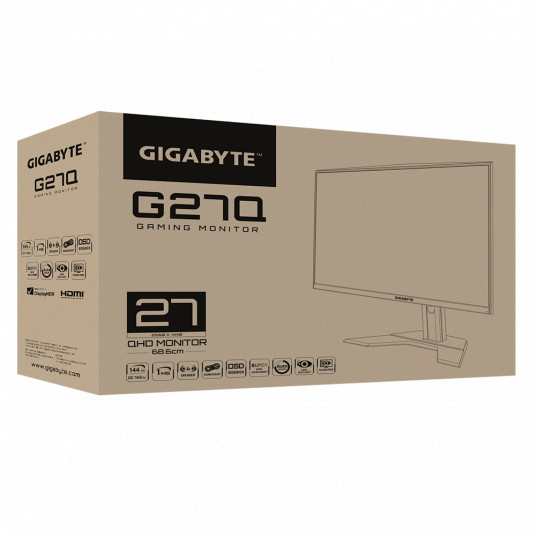 Monitors GIGABYTE G27Q-EK, 27", IPS, QHD, 1 ms, 350 cd/m², 144 Hz, Black