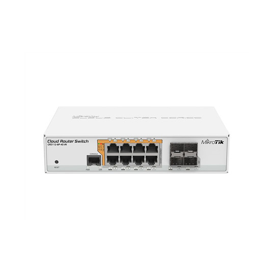 Komutators (switch) MikroTik CRS112-8P-4S-IN L5 8xGig LAN 4xSFP, 802.3af / pie PoE / PoE + / PoE Passive