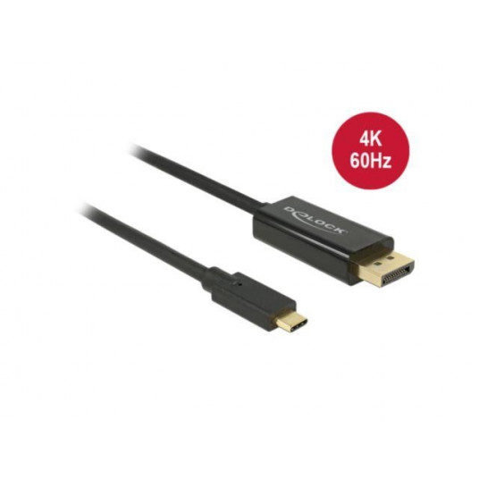 Delock Kabelis USB Type-C male> male DisplayPort (DP Alt režīms) 60 4K Hz 1m melns