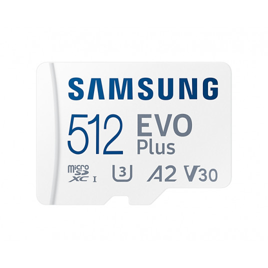 Samsung microSD Card EVO PLUS 512 GB, MicroSDXC, Flash memory class 10, SD adapter