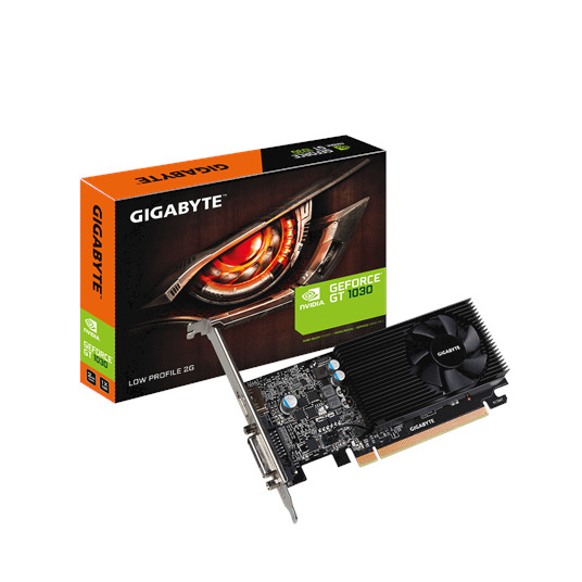 Gigabyte NVIDIA, 2 GB, GeForce GT 1030, GDDR5, PCI Express 3.0, Cooling type Active, Processor frequency 1257 MHz, DVI-D ports quantity 1, HDMI ports quantity 1, Memory clock speed 6008 MHz