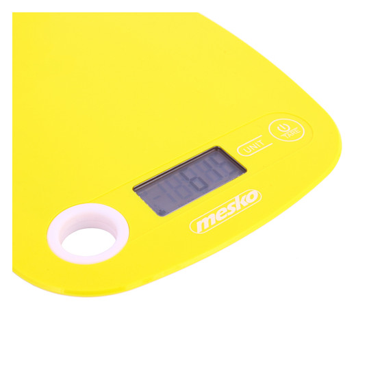 Mesko virtuves svari MS 3159y Maksimālais svars (ietilpība) 5 kg, Gradācija 1 g, Displeja tips LCD, Dzeltens