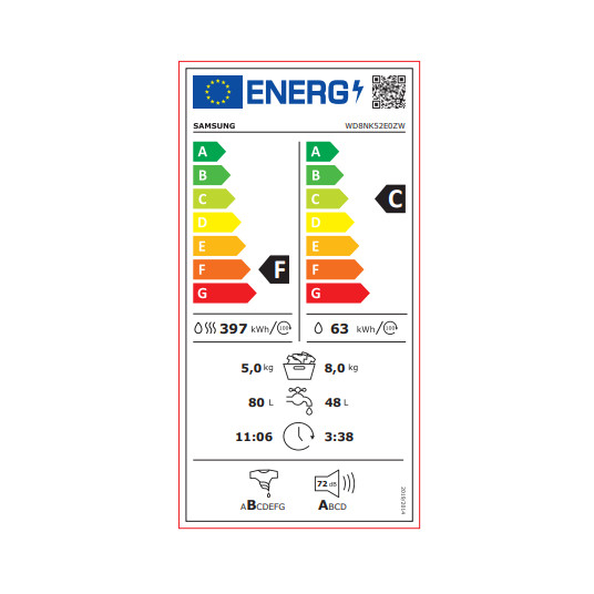 Veļas mašīna - žāvētājs Samsung WD8NK52E0ZW/LE 