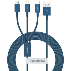 BASEUS Superior Series Ātrās uzlādes kabelis 3w1 1.5m Zils