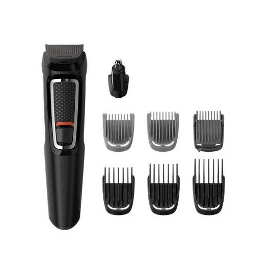 Philips Multigroom series 3000 8-in-1, Face and Hair MG3730/15 8 tools Self-sharpening steel blades Up to 60 min run time Rinseable attachments