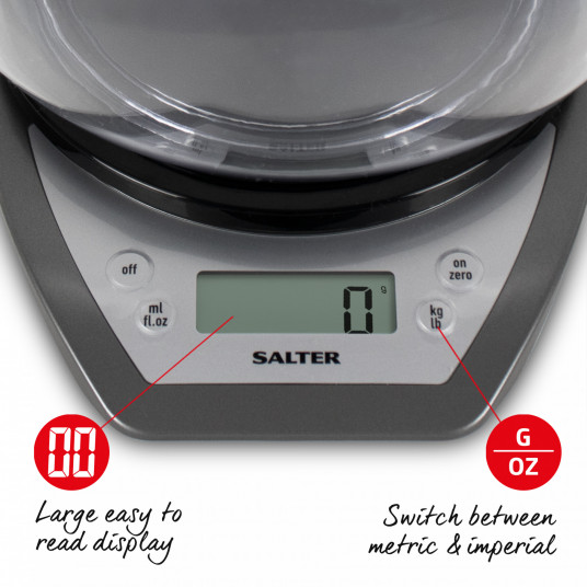 Salter 1024 SVDR14 elektroniskie virtuves svari ar dubultu maisīšanas trauku sudraba krāsā