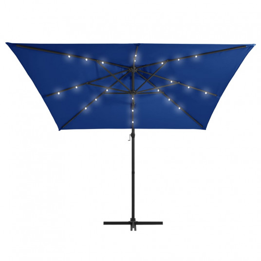 Saulessargs ar LED gaismām un tērauda kātu, 250x250 cm, zils